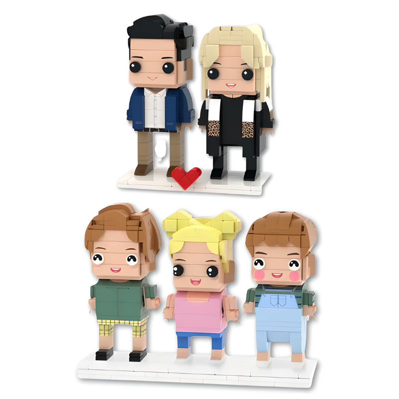 5 People Custom Brick Figures – The Perfect Gift for Entire Family - Brick-You