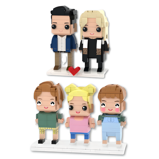 5 People Custom Brick Figures – The Perfect Gift for Entire Family - Brick-You