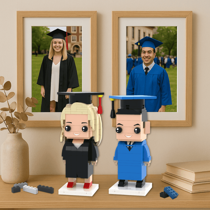 Custom Graduation Brick Figure – Personalised Mini Graduate from Photo - Brick-You