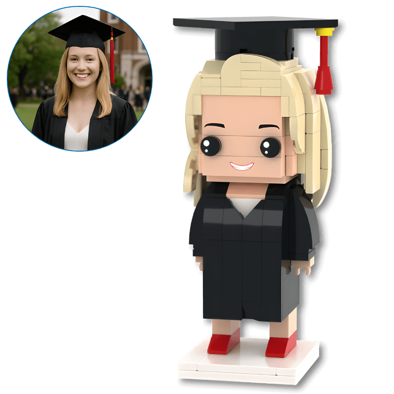 Custom Graduation Brick Figure – Personalised Mini Graduate from Photo - Brick-You