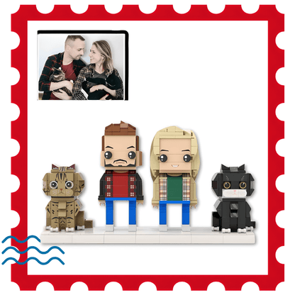 personalized cat gift – two people with two cat mini figures