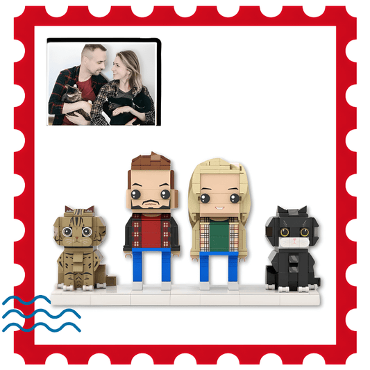 personalized cat gift – two people with two cat mini figures