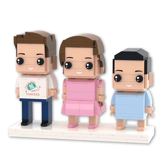 3 Children Custom Brick Figures – Personalized Family Figurines from Photo - Brick-You