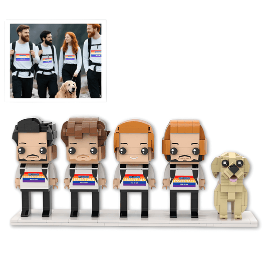 Personalized Dog Gifts for Humans – 4 People and 1 Dog Mini Figure Set - Brick-You