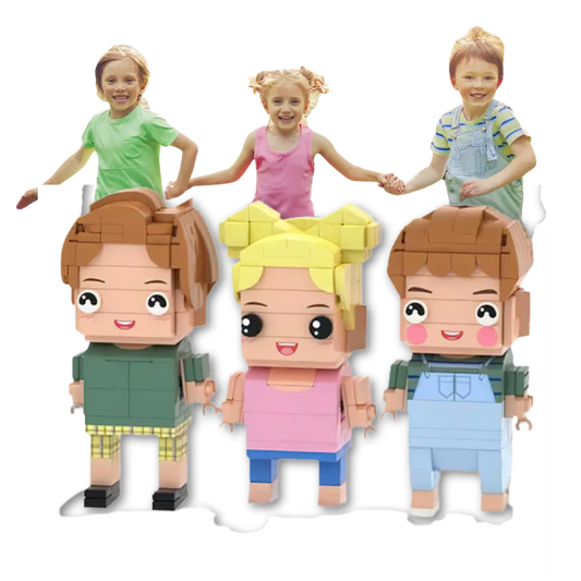 3 Children Custom Brick Figures – Personalized Family Figurines from Photo - Brick-You