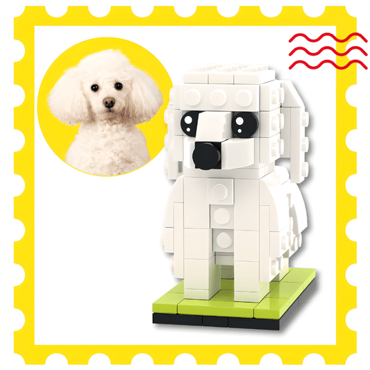 Custom Poodle mini brick figure with curly fur detail and classic Poodle dog gift for owner